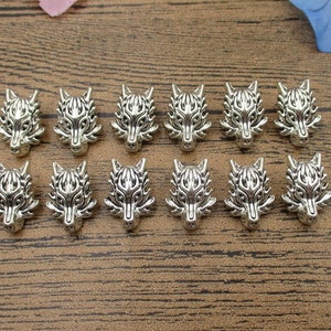 12 Wolf Spacer Beads,Antique Silver Tone-RS855