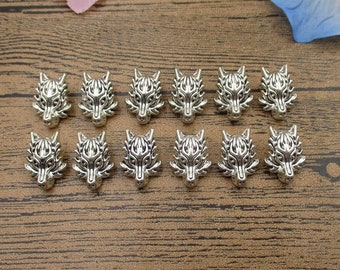 12 Wolf Spacer Beads,Antique Silver Tone-RS855
