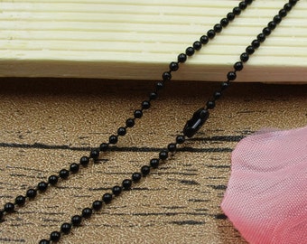 4PCS Metal Ball Chain 45CM-70CM Length 1.5mm Bead Dia. Black Beaded Chain for DIY Jewelry Making, Tag Hanging, Keychain Craft-CS008
