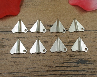 30 Paper Airplane Charms Antique Silver Tone 3D Charms-RS318