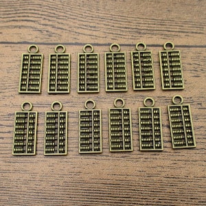 12 Abacus Charms Antique Bronze Tone Double Sided-RS928