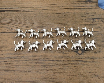 12 hundberlocker, antik silverfärgade 3D-berlocker - RS1045