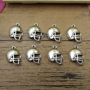 20 Football Helmet Charms Antique Silver Tone,3D Charms-RS467