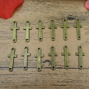 20 Kreuz Verbinder Charms, antike Bronzefarbe-RS381