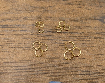 100 roestvrijstalen ringetjes, 4 maten (van 4 mm - 8 mm) goudkleur-GS016