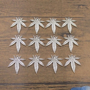 20 hennepbladbedels, antiekzilverkleur-RS237