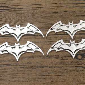 4 Large Wing Bat Charms,Antique Silver Tone-RS1120