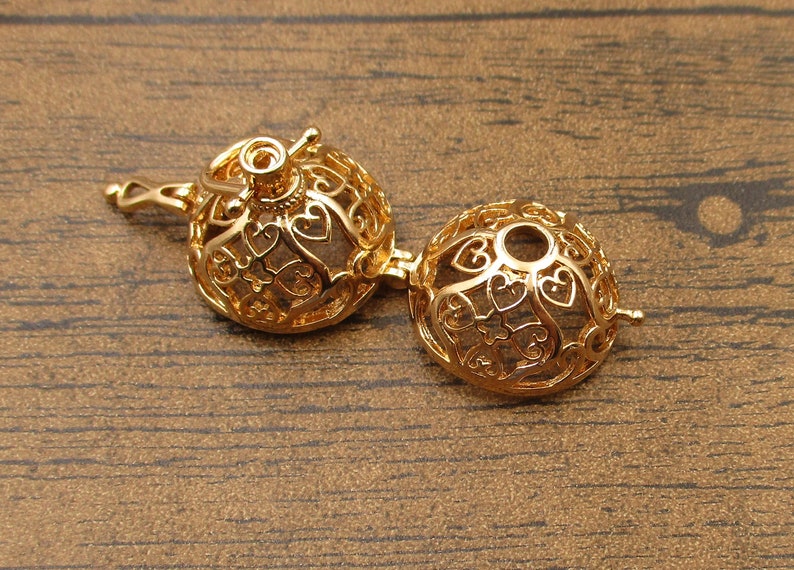 1 Cage Locket,Filigree Cage PendantFitting 14-16mm Beads KC Gold-TS270 image 3