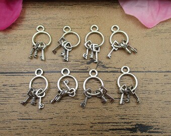 BULK SALE! 30 Bunch of Keys Charms, Antique Silver Tone-RS507