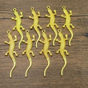 8 Lizard Charms,Gold Color-RS944