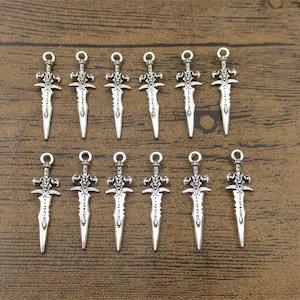 20 Exquisite Knife Charms,Antique Silver Tone Double Sided-RS1367