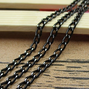 12Ft Length Cross 0 Chains-5.5x3.5mm,Chain for Jewelry Making, Bulk Chains, Necklace Chain, Black Color Chains,Light Aluminum Chain-CS036