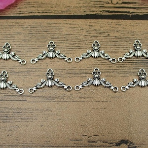 BULK SALE! 100 Three Holes Pendant Connector, 1 to 2 Triangular Earring Links,Antique Silver Tone -RS591