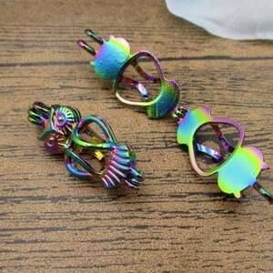2 Openable Owl Cage Pendants For 8mm Beads,Rainbow Color-TS186