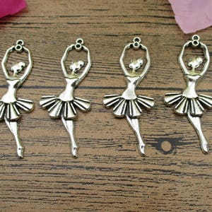 8 Ballet Dancer Girls ,Antique Silver Tone-RS597