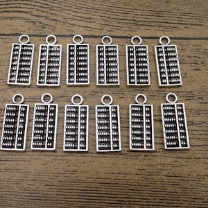 12 Abacus Charms Antique Silver Tone Double Sided-RS928