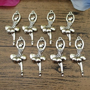 8 Dancing Girl Charms,Antique Silver Tone-RS635