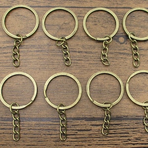 8 Key Rings Pattern With Extended Chain,Antique Bronze Tone-GS017