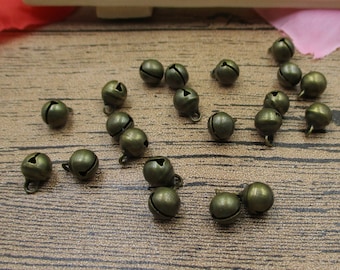 50 Jingle Bell Charms, Antique Bronze Tone-RS207