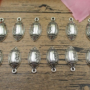 30 Football Charms ,Antique Silver Tone-RS217