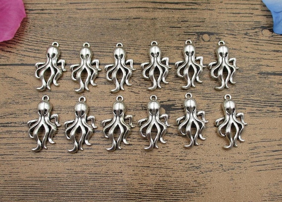 20 Octopus Charms,Antique Silver Tone-RS728