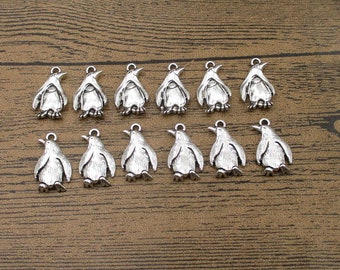 12 charmes de pingouin, Ton d’argent antique-RS1011