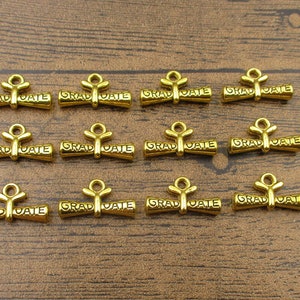 12 Graduate Charms, antikes Gold Ton-RS997