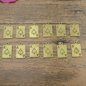 30 spielen Poker Charms, Ace Spade, antike Bronze Ton, doppelseitig - RS269