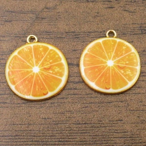 2 Orange Charms,Great Detailed Enamel Charms-RS1357-5
