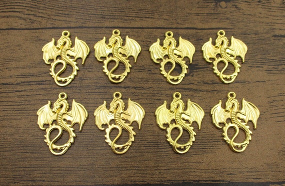8 Fly Dragon Charms,Gold Color-RS229