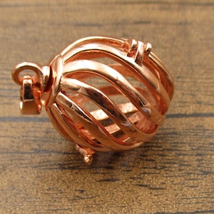 1 Watermelon Cage Pendant Rose Gold Fitting 16mm Beads-TS286
