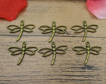 30 Dragonfly Charms ,Antique Bronze Tone-RS133