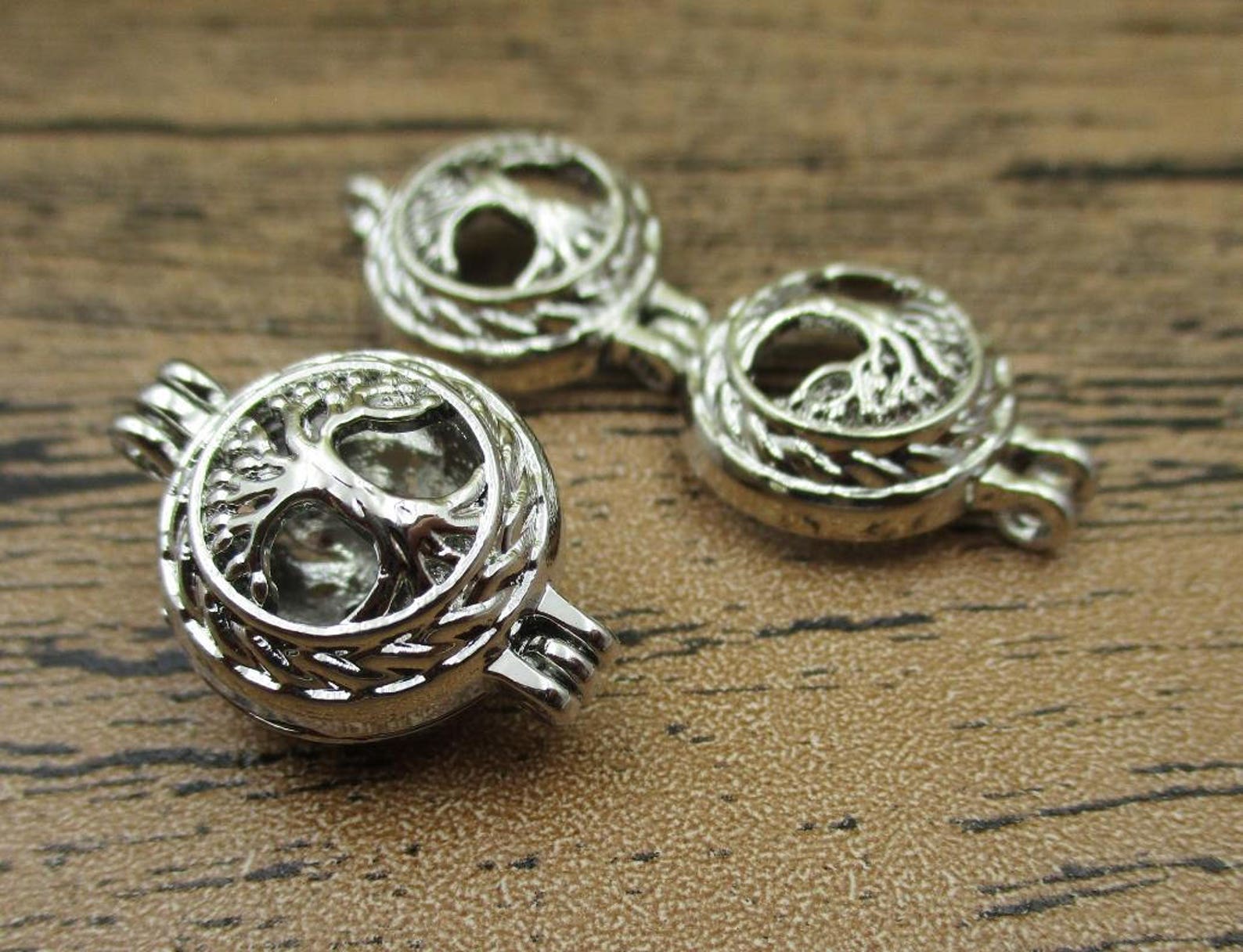 2 Tree Charms Cage Pendants for 10mm Round Pearlsantique - Etsy