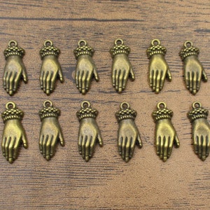 12 Hand Charms,Antique Bronze Tone-RS454