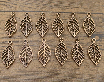 20 Leaf Charms,Red Copper Color-RS1282