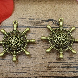 4 Rudder Charms ,Antique Bronze Tone,Double Sided-RS145