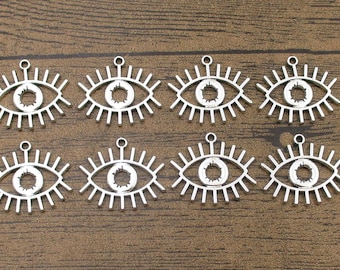8 Eye Charms,Antique Silver Tone,Double Sided-RS1214