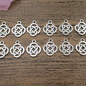 20 Chinese Knot Charms Antique Silver Tone Double Sided-RS763
