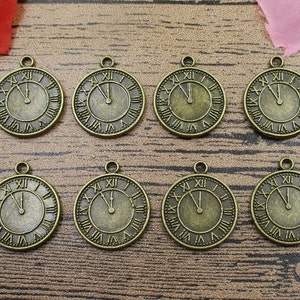20 Clock Charms ,Antique Bronze Tone,Double Sided-RS213