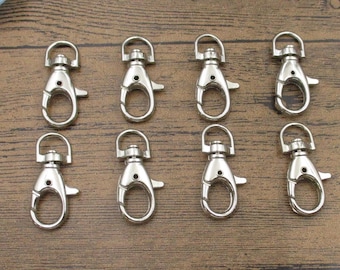 8 Big Lobster Swivel Clasps,Antique Silver Tone-GS014