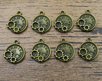 12 petite horloge charmes, Antique Bronze ton-RS186