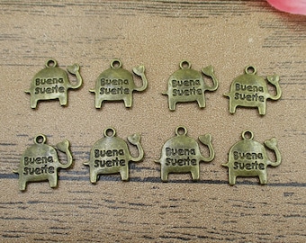 30 Cute Elephant Charms,Antique Bronze Tone-RS327