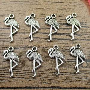 30 flamingos Charms,Antique Silver Tone,Double Sided-RS123