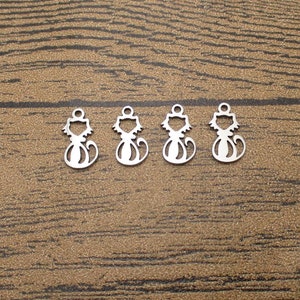 4 amuletos de gato de aço inoxidável-SS1026