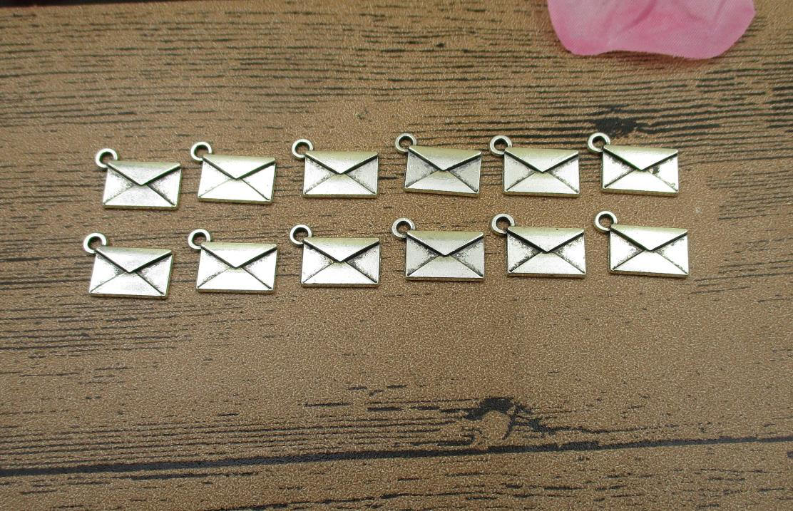 20 Envelope Charms, Antique Silver Tone-RS582