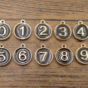 Arábigos Numerales Encantos Esmalte Negro Elección libre de 0-9-RS1225