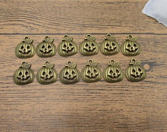 30 Pumpkin Charms, Antique Bronze Tone-RS064