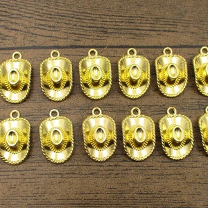 12 Cowboy Hat Charms,Gold Color 3D Charms-RS665
