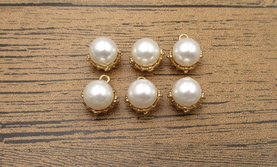 6 Artificial Pearl Alloy Jewelry Golden edging-RS1199