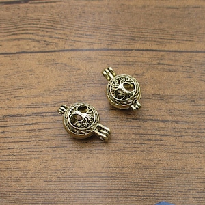 2 Tree Charms Cage Pendants For 10mm Round Pearls,Antique Bronze Tone-TS085